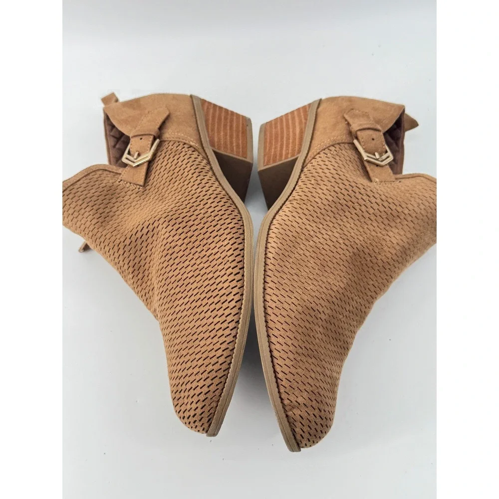Dr Scholls Ankle Boots Womens 8.5 Brown Perforated Cutout Comfort Booties
